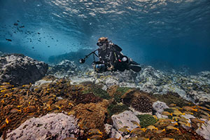 scuba diver Sandra with an underwater camera