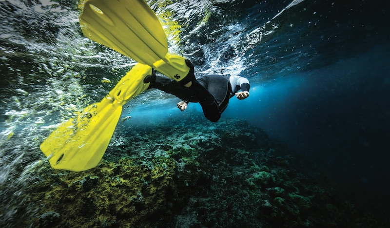 Diver with scuba fins