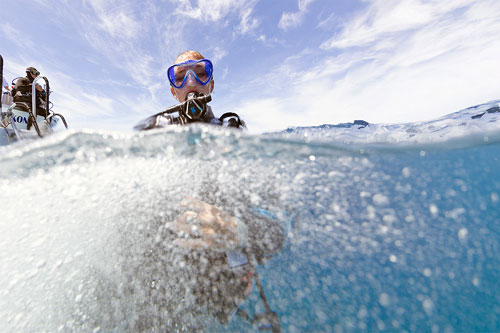 Diver wearing Bella BCD in the ocean