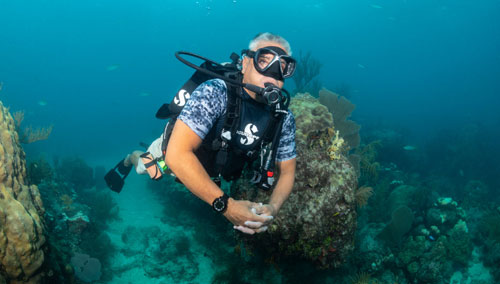 Diver underwater using the SCUBAPRO MK25 EVO/S600 Dive Regulator System