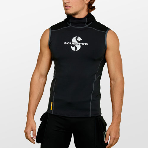 Front view of the SCUBAPRO Men's Hybrid Hooded Vest