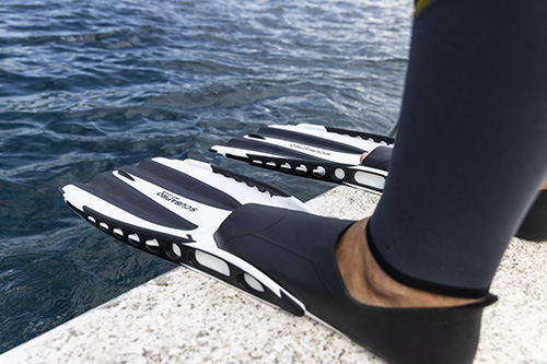 Comfortable on Bare Feet Snorkeler on shore