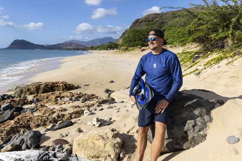 85% recycled plastic and 15% elastane