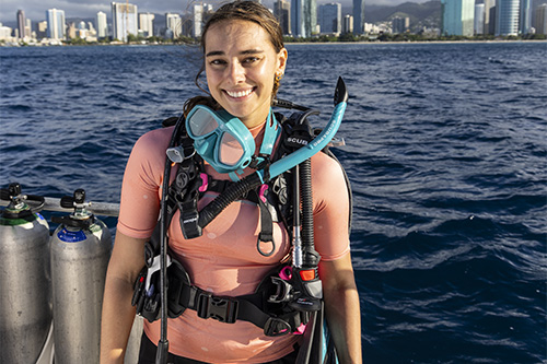 85% recycled plastic and 15% elastane