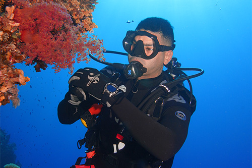 Mask has a fun, devil-inspired look