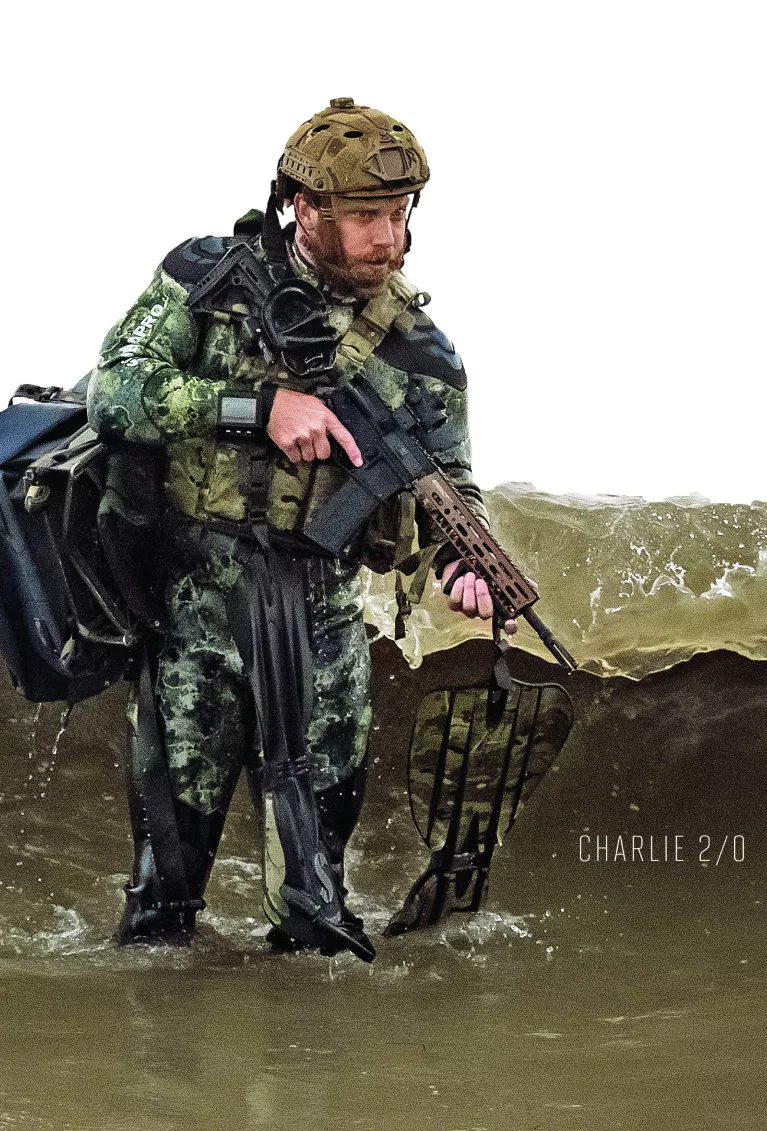 military man near the water