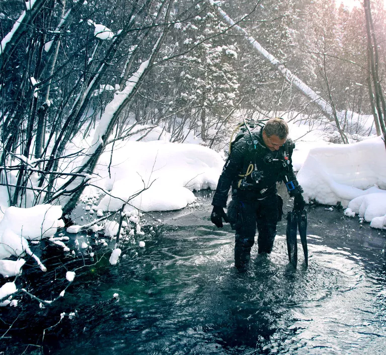 diver in winter