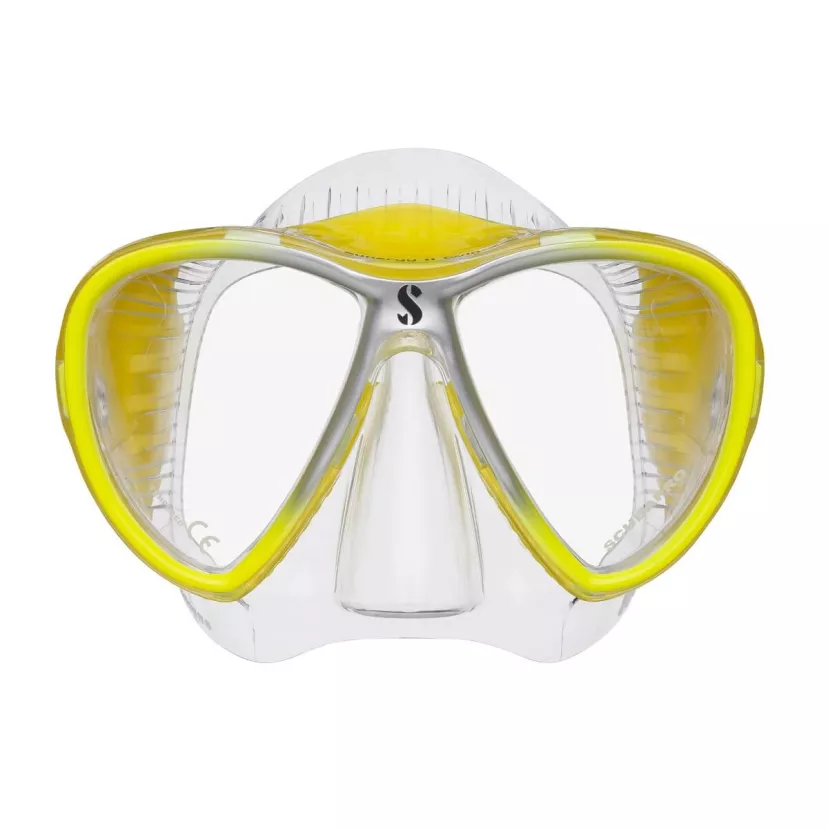 Synergy 2 Twin Trufit Dive Mask, Clear/Silver-Yellow