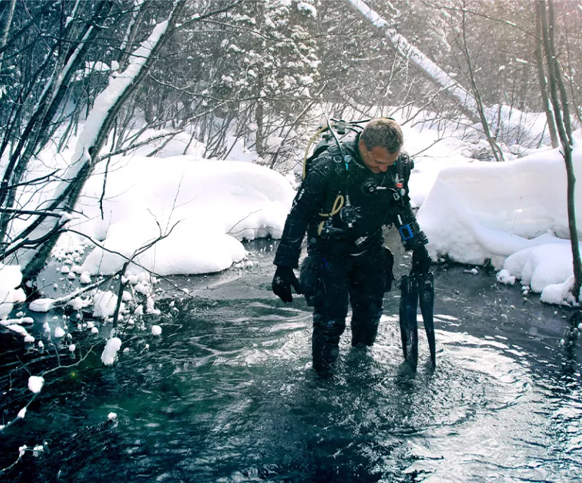 diver in winter